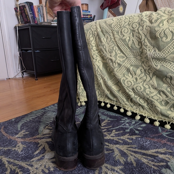 Lucky Brand Black Moto Riding Boots with Buckle - Picture 7 of 9